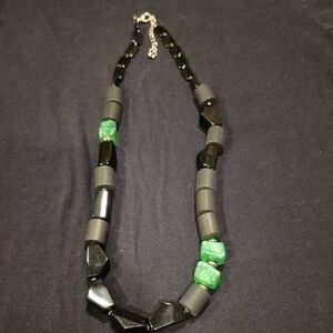 Chico's Black and Green Geometric Necklace